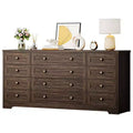 Modern 12-Drawer Sturdy Wood Dresser for Bedroom  63 Wide Chest of Drawers & TV Stand  Deep Storage Cabinet  Ideal for Living Room, Hallway