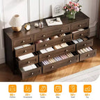 Commode moderne en bois robuste à 12 tiroirs pour chambre à coucher, 160 cm de large, commode de rangement et meuble TV, armoire de rangement profonde, idéale pour le salon et le couloir