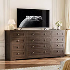 Commode moderne en bois robuste à 12 tiroirs pour chambre à coucher, 160 cm de large, commode de rangement et meuble TV, armoire de rangement profonde, idéale pour le salon et le couloir