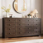 Commode moderne en bois robuste à 12 tiroirs pour chambre à coucher, 160 cm de large, commode de rangement et meuble TV, armoire de rangement profonde, idéale pour le salon et le couloir