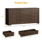 Commode moderne en bois robuste à 12 tiroirs pour chambre à coucher, 160 cm de large, commode de rangement et meuble TV, armoire de rangement profonde, idéale pour le salon et le couloir