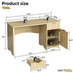 Bestier Bureau d'ordinateur 119,4 cm avec tiroir, bureau moderne pour la maison et le bureau avec armoire de rangement, bureau d'étude pour PC avec cannelures pour petits espaces