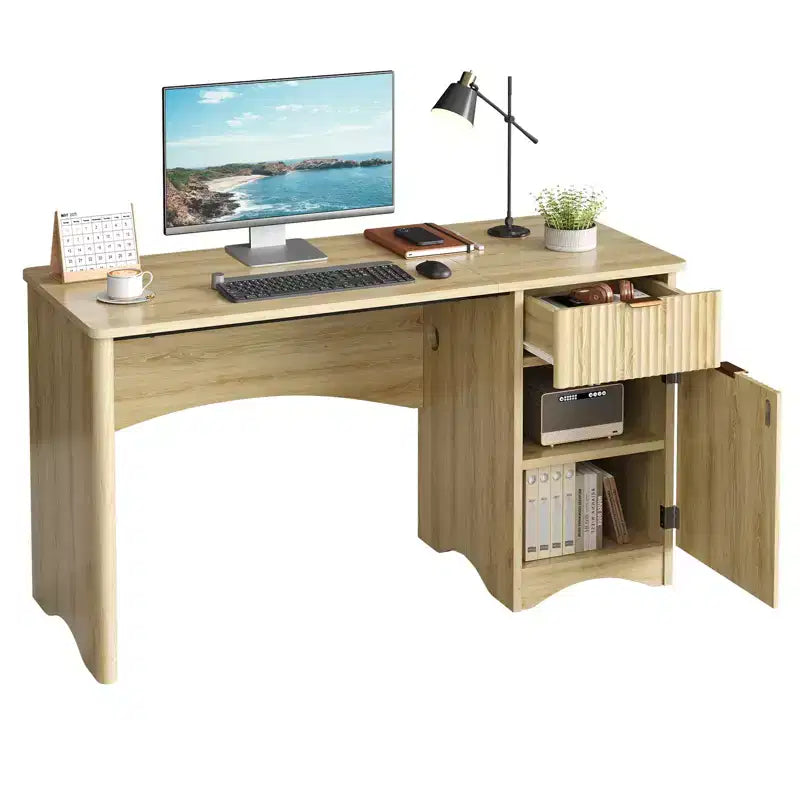 Bestier Bureau d'ordinateur 119,4 cm avec tiroir, bureau moderne pour la maison et le bureau avec armoire de rangement, bureau d'étude pour PC avec cannelures pour petits espaces