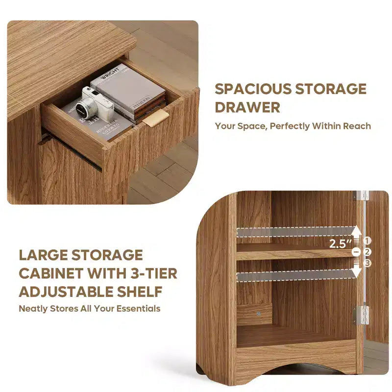 Bestier Bureau d'ordinateur 119,4 cm avec tiroir, bureau moderne pour la maison et le bureau avec armoire de rangement, bureau d'étude pour PC avec cannelures pour petits espaces