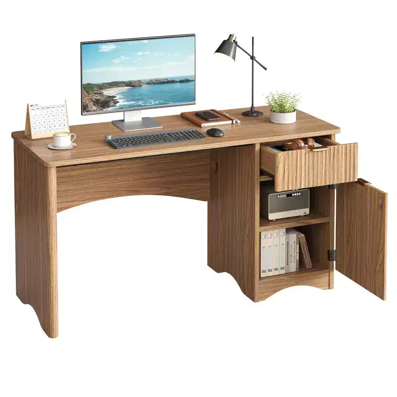 Bestier Bureau d'ordinateur 119,4 cm avec tiroir, bureau moderne pour la maison et le bureau avec armoire de rangement, bureau d'étude pour PC avec cannelures pour petits espaces