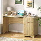 Bestier Bureau d'ordinateur 119,4 cm avec tiroir, bureau moderne pour la maison et le bureau avec armoire de rangement, bureau d'étude pour PC avec cannelures pour petits espaces