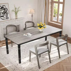Coolmee Table de Salle à Manger de Ferme pour 6 à 8 Personnes, Table de Cuisine Rustique Industrielle avec Cadre Métallique Robuste et Coins Biseautés, Coin Repas de Salle à Manger