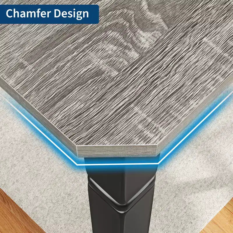 Coolmee Table de Salle à Manger de Ferme pour 6 à 8 Personnes, Table de Cuisine Rustique Industrielle avec Cadre Métallique Robuste et Coins Biseautés, Coin Repas de Salle à Manger