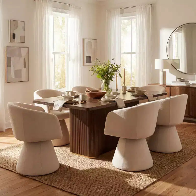 Ensemble de salle à manger moderne 7 pièces Christopher Knight Home Busaba en bois et métal avec chaises pivotantes à 180°