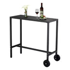 Mobile Outdoor Bar Table with Wheels  Waterproof Metal Top, Adjustable Leveling Feet, Sturdy Counter Height for Patio,Yard, Poolside  Black, 39Inch