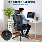 Chaise de bureau ergonomique à dossier haut, soutien lombaire dynamique, appui-tête réglable, dossier haut inclinable, capacité de 158 kg, pour la maison ou le bureau
