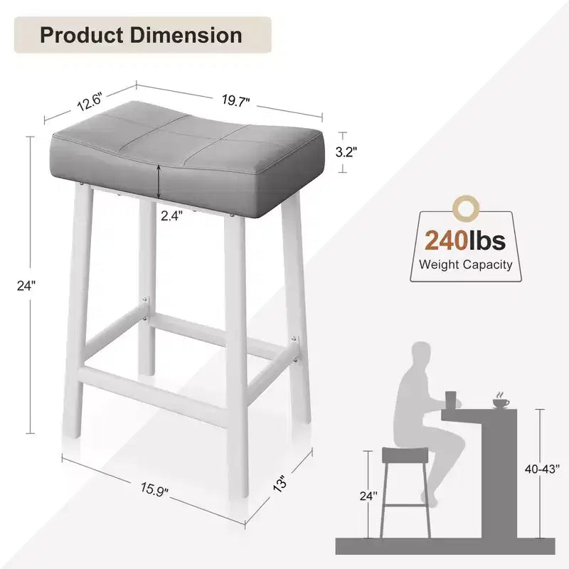 Tabourets de Bar, Lot de 2 ou 4 Chaises de Bar, Tabourets de Bar Selle avec Surface Courbée, Rembourrage Épais de 8 cm, pour Cuisine, Salle à Manger, Café