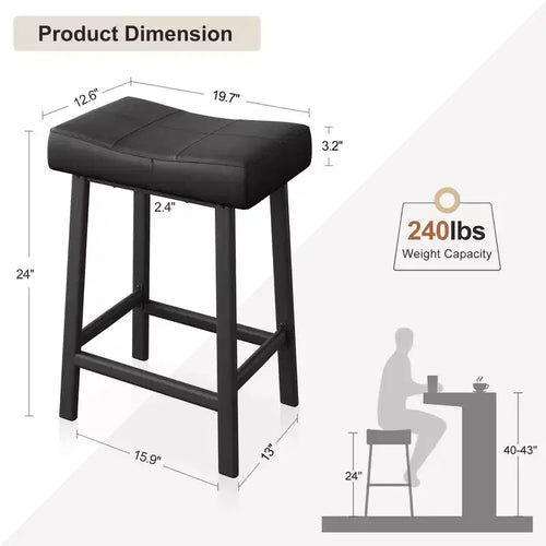 Tabourets de Bar, Lot de 2 ou 4 Chaises de Bar, Tabourets de Bar Selle avec Surface Courbée, Rembourrage Épais de 8 cm, pour Cuisine, Salle à Manger, Café