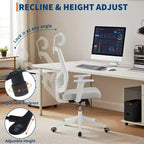 Chaise de bureau ergonomique à dossier haut en maille, accoudoirs relevables, appuie-tête et support lombaire réglables, avec roulettes, pour bureau à domicile