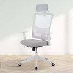 Chaise de bureau ergonomique à dossier haut en maille, accoudoirs relevables, appuie-tête et support lombaire réglables, avec roulettes, pour bureau à domicile