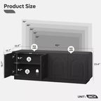 Meuble TV Bestier 63" pour téléviseurs 55/60/65 pouces, console TV 70" avec 2 portes et rangement ouvert, table console basse/moyenne cannelée