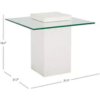 Table d'appoint Sophibeth en béton et verre - Intérieur/Extérieur - SFV2610 - Ivoire/Transparent - Safavieh Couture