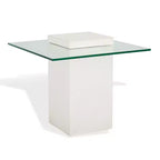 Table d'appoint Sophibeth en béton et verre - Intérieur/Extérieur - SFV2610 - Ivoire/Transparent - Safavieh Couture