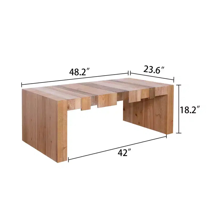 GDFStudio Deidre Table Basse Rectangulaire Moderne Rustique en Bois avec Design à Lattes