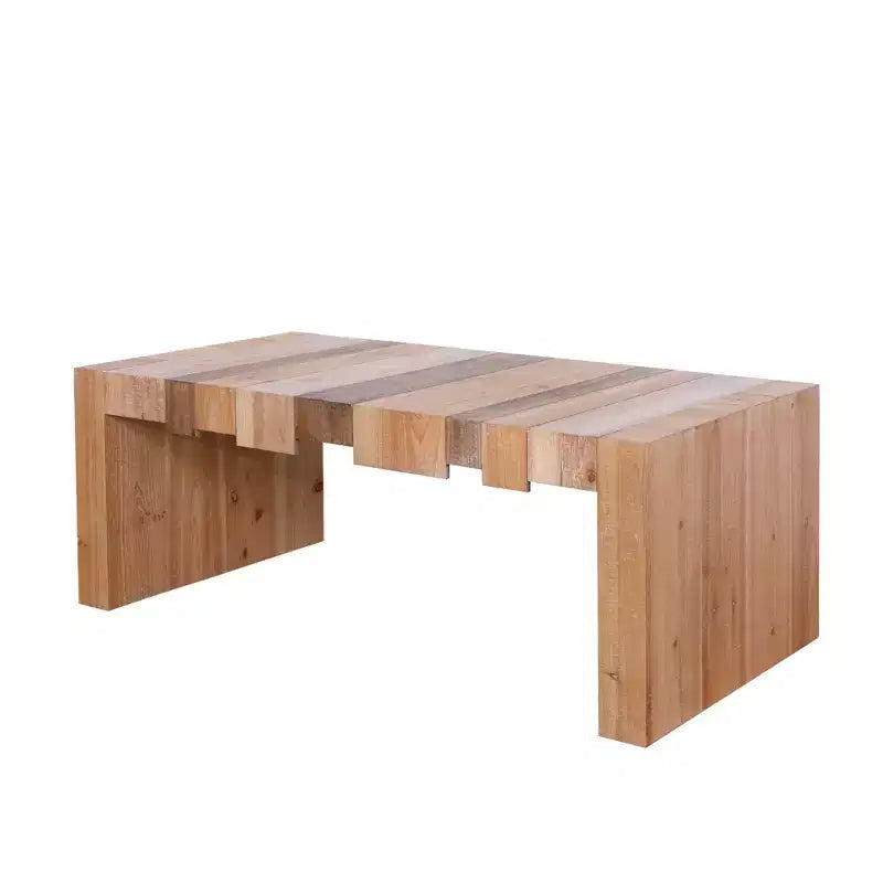 GDFStudio Deidre Table Basse Rectangulaire Moderne Rustique en Bois avec Design à Lattes