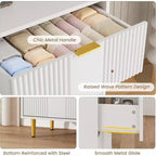 Commode de rangement à 4 tiroirs avec poignées métalliques vintage, Commode profonde pour chambre à coucher, salon, couloir et entrée