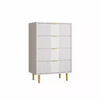 Commode de rangement à 4 tiroirs avec poignées métalliques vintage, Commode profonde pour chambre à coucher, salon, couloir et entrée