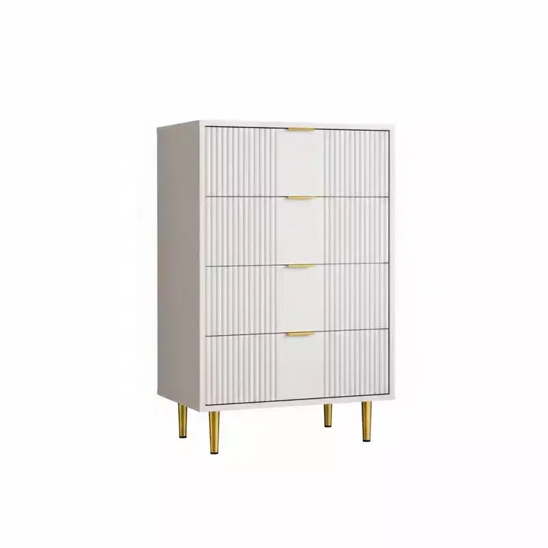 Commode de rangement à 4 tiroirs avec poignées métalliques vintage, Commode profonde pour chambre à coucher, salon, couloir et entrée