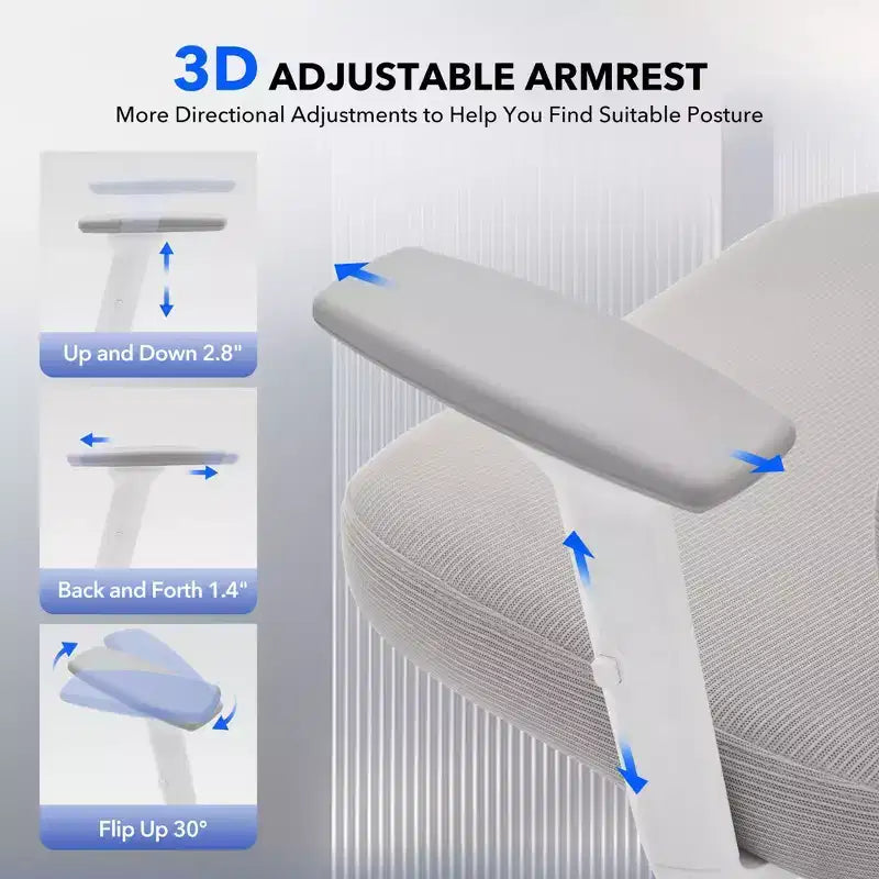 Chaise de bureau ergonomique - Chaise de bureau en maille avec support lombaire, chaise de jeu d'ordinateur à dossier haut avec appuie-tête, chaises de travail pivotantes à roulettes