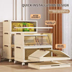 AEELLEEA Boîtes de rangement empilables et pliables, meuble de rangement pliable avec portes et roulettes, organiseur de placard pour appartement, maison, dortoir, bureau