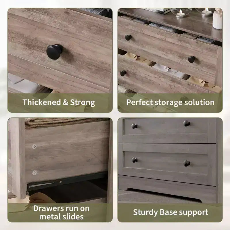 Commode en bois à 4 tiroirs, table de chevet moderne