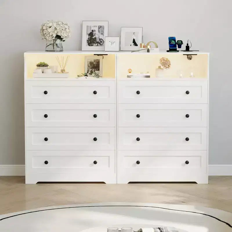 Commode en bois à 4 tiroirs, table de chevet moderne