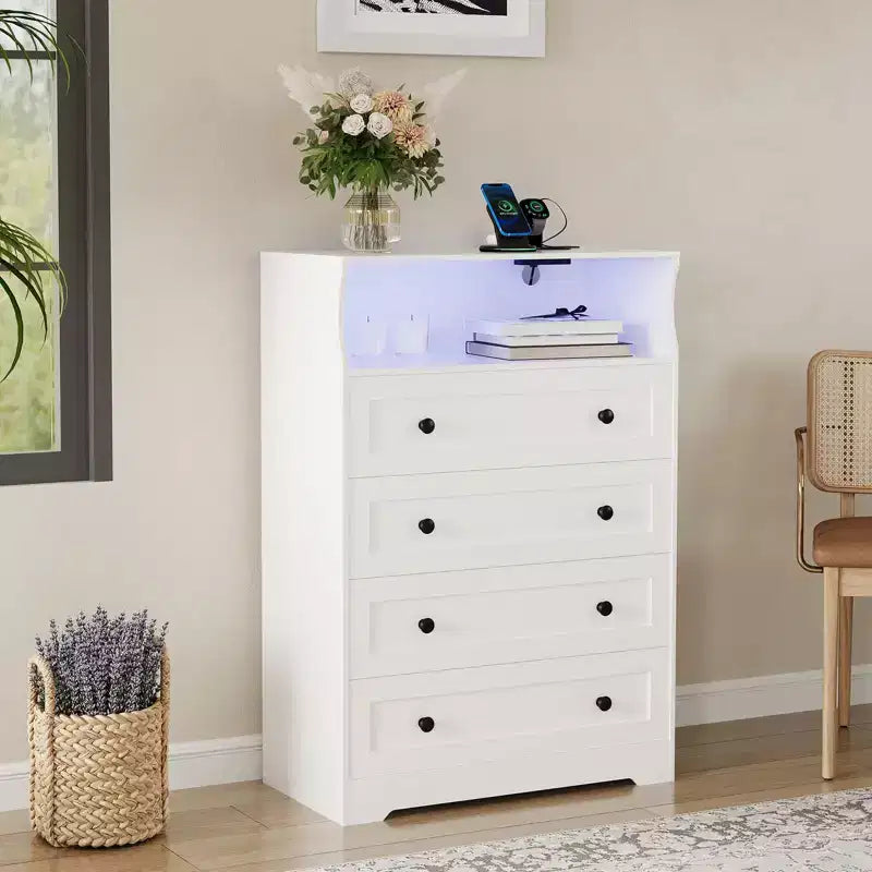 Commode en bois à 4 tiroirs, table de chevet moderne