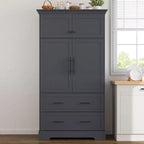 GDFStudio Ares, grand garde-manger de cuisine autoportant à 4 portes de 184,4 cm avec plateaux coulissants et grands tiroirs