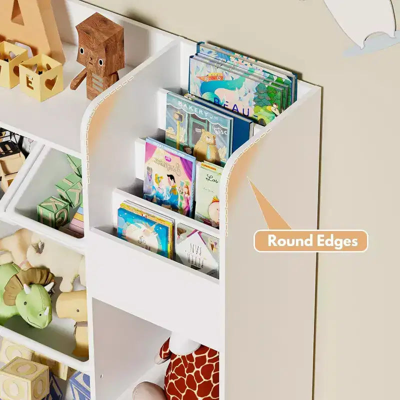 GOTGELIF Étagère à Livres 4-en-1 pour Enfants avec Bacs de Rangement et Tiroirs à Roulettes - Organisateur de Jouets Montessori pour Salle de Jeux et Chambre