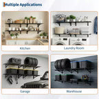 Étagères murales de garage, lot de 4, étagère flottante en métal de 60x90cm, système de rangement mural d'une capacité de 635 kg pour salon, cuisine, garage