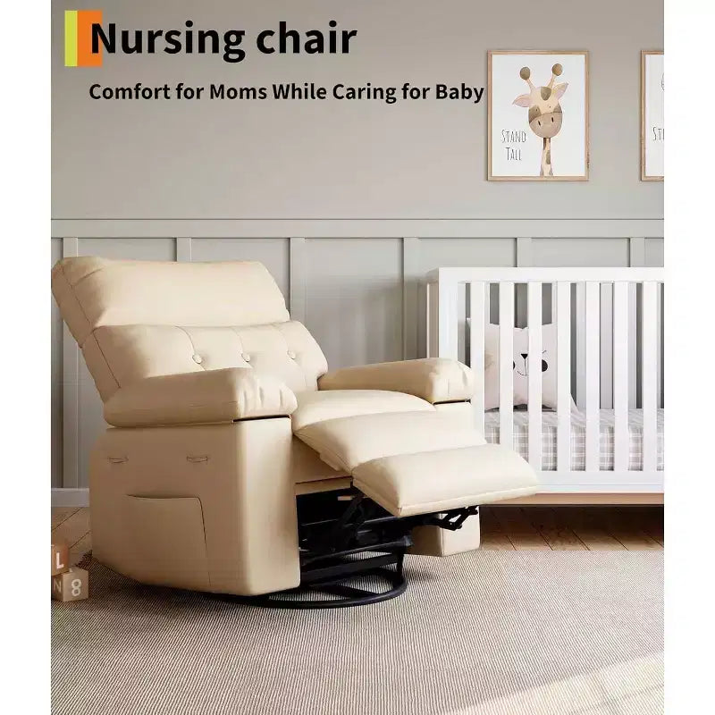 Fauteuil inclinable pivotant et basculant en cuir PU DobleePy de 21,26 pouces, base ronde pivotante à 360°, fonction massage et chauffage, canapé simple pour salon