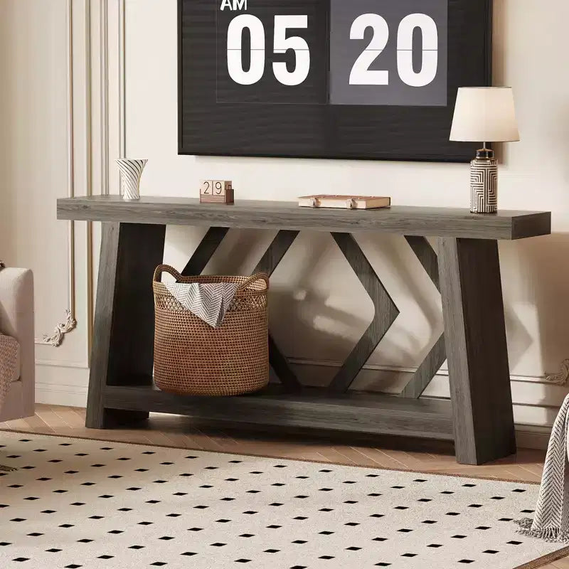 COZONY Table console 70,9" tout en bois, table de canapé étroite extra longue à 2 niveaux pour entrée, couloir, salon