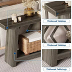 COZONY Table console 70,9" tout en bois, table de canapé étroite extra longue à 2 niveaux pour entrée, couloir, salon