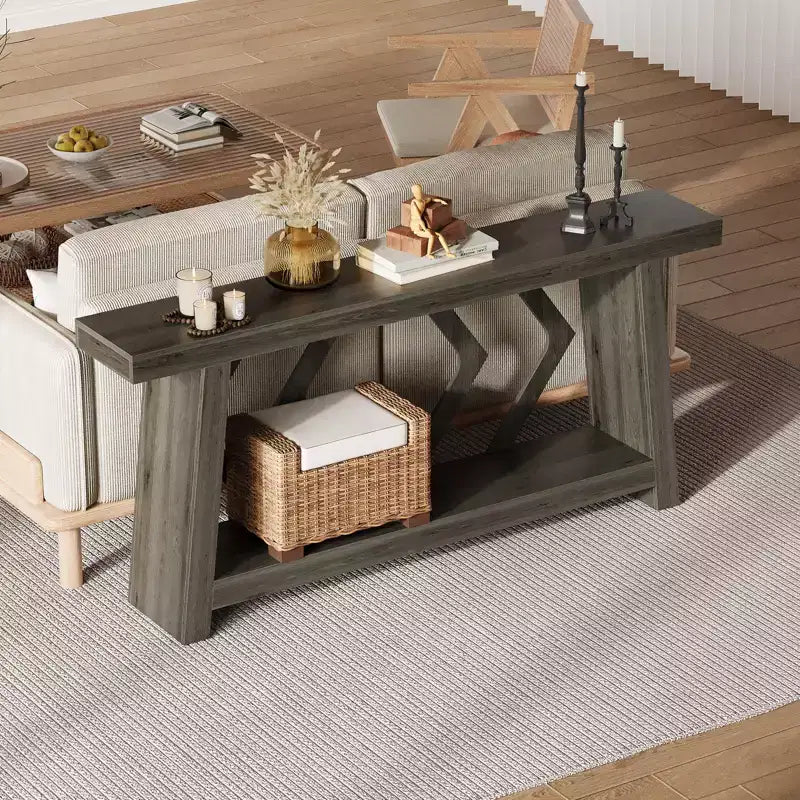 COZONY Table console 70,9" tout en bois, table de canapé étroite extra longue à 2 niveaux pour entrée, couloir, salon