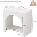 Table d'appoint Lantine Farmhouse : Grand piédestal en bois robuste, rangement, pour salon/chambre, meuble d'appoint, blanc.
