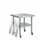 Heavy Duty Stainless Steel Work Table with Wheels - Removable 3-Sided Rim, Adjustable Undershelf, Utility Prep Station for Restaurant, Kitchen