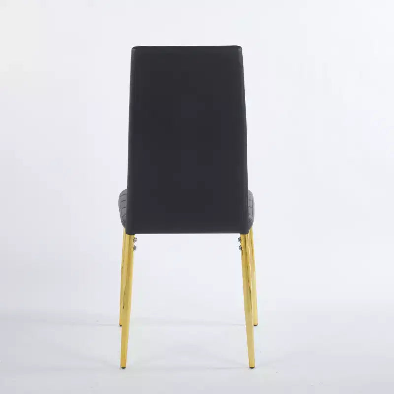 Lot de 4 chaises de salle à manger avec pieds couleur or et assises noires, confortables et durables