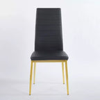 Lot de 4 chaises de salle à manger avec pieds couleur or et assises noires, confortables et durables