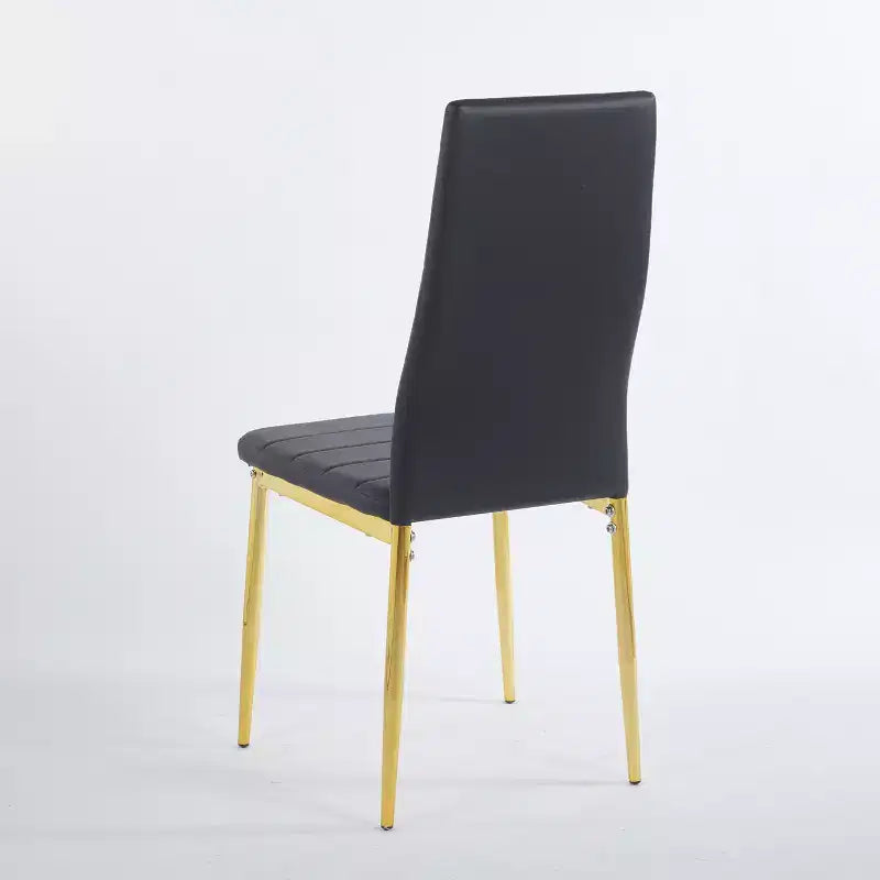 Lot de 4 chaises de salle à manger avec pieds couleur or et assises noires, confortables et durables