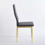 Lot de 4 chaises de salle à manger avec pieds couleur or et assises noires, confortables et durables