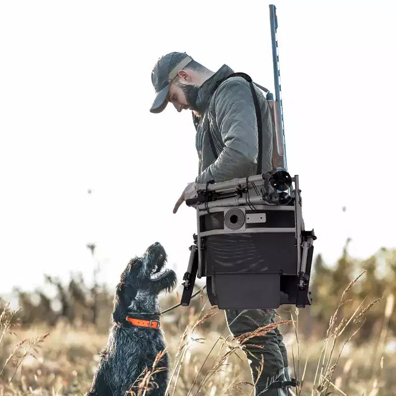 Chaise de Chasse Portable Costway avec Rotation à 360°, Pieds Réglables et Accoudoirs Porte-gobelet