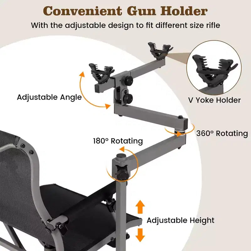 Chaise de Chasse Portable Costway avec Rotation à 360°, Pieds Réglables et Accoudoirs Porte-gobelet