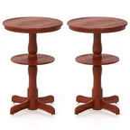 Costway Lot de 2 Tables Hautes Rondes à 2 Niveaux avec Étagère de Rangement et Pied Central pour Cuisine