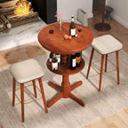 Costway Lot de 2 Tables Hautes Rondes à 2 Niveaux avec Étagère de Rangement et Pied Central pour Cuisine