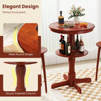 Costway Lot de 2 Tables Hautes Rondes à 2 Niveaux avec Étagère de Rangement et Pied Central pour Cuisine
